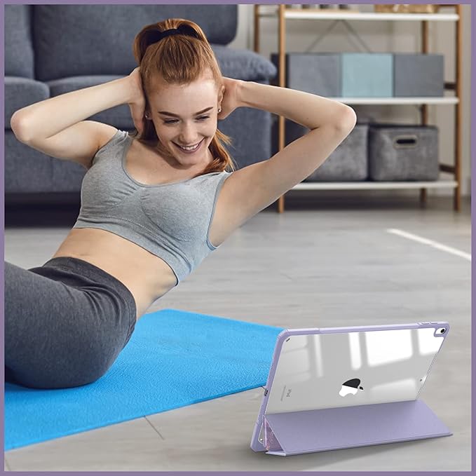 Fintie Hybrid Slim Case for iPad Air 3rd Generation 10.5" 2019 / iPad Pro 10.5 Inch 2017 - [Built-in Pencil Holder] Shockproof Cover with Clear Transparent Back Shell (Lilac Marble)