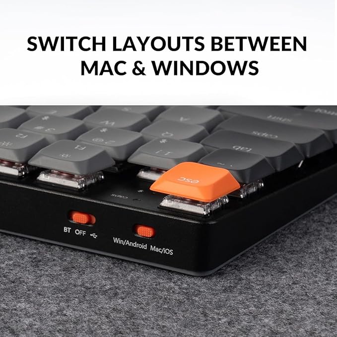 Keychron K3 QMK Ultra-Slim Wireless Mechanical Keyboard Version 3, 75% Layout Hot Swappable Banana Switch, RGB Backlight Rechargeable Wired Bluetooth Professional Office Keyboard for Mac/Windows