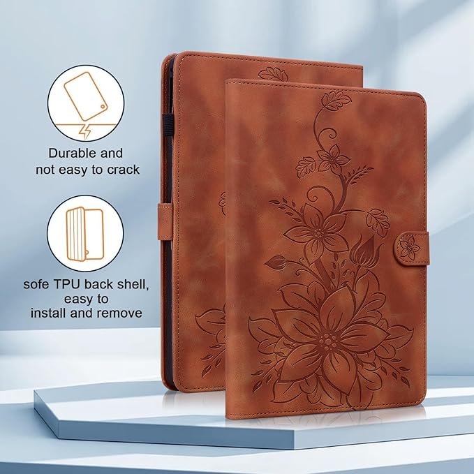 Case for iPad Pro 12.9 inch 6th/5th/4th/3rd Generation 2022/2021/2020/2018, Auto Wake/Sleep Supports Pencil Pro and Pencil(USB-C) Magnetic Clasp Stand, Brown