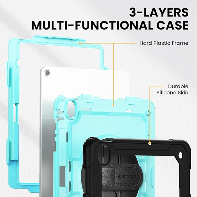 timecity for iPad Air 13 Inch Case M4 2026/ M3 2025/ M2 2024, 360° Rotating Stand, Pencil Holder & Wireless Charging, Shockproof with Screen Protector & Shoulder Strap - for Designers, Blue