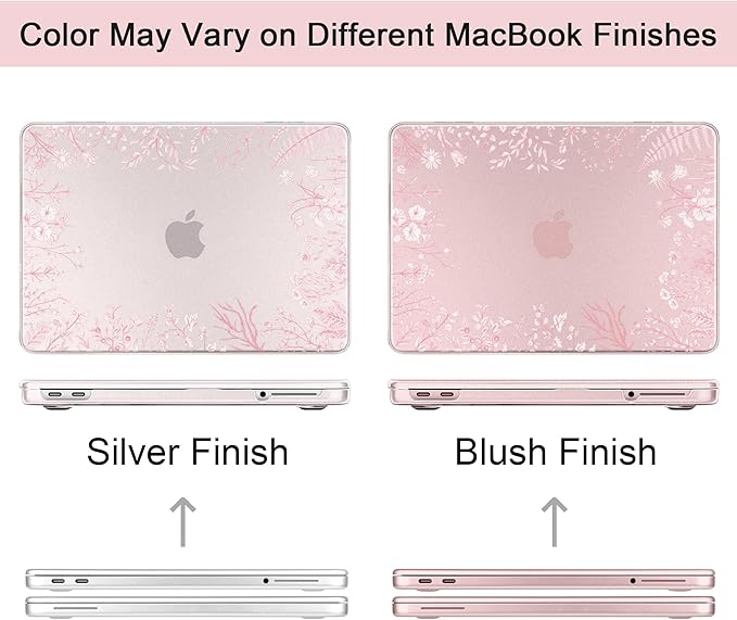 DONGKE for MacBook Neo 13 inch Case 2026 (Model A3404), Artistic Flower Pattern Ultra Slim Frosted Matte Hard Shell, Anti-Scratch & Fingerprint Resistant Cover - Blush Wild Flowers