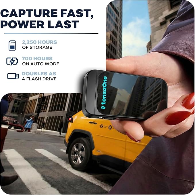 Voice Activated Recorder Essential Quick 32 – Ultra-Light Magnetic Audio Recorder for Quick Voice Capture, Standard Noise Reduction, USB-C Access, Minimalist Pocket Recorder, Black
