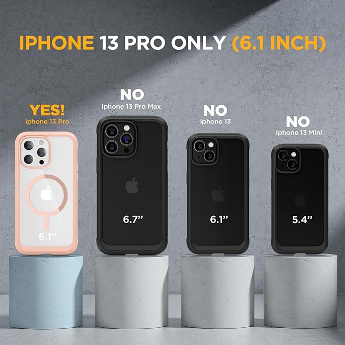 Miracase for iPhone 13 Pro Case 6.1",Full-Body Protection,Clear Bumper Case with Built-in 9H Tempered Glass Screen Protector,Military-Grade Drop Protection Outdoor Phone Case for iPhone 13 Pro,Pink