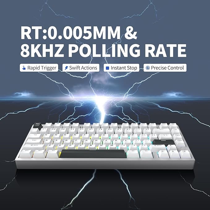 IROK MG75PRO 81 Keys Wired Magnetic Switch Mechanical Keyboard, Hall Effect, 8KHZ/ARGB/CNC Aluminum, Gasket Structure Gaming Keyboard(Silver