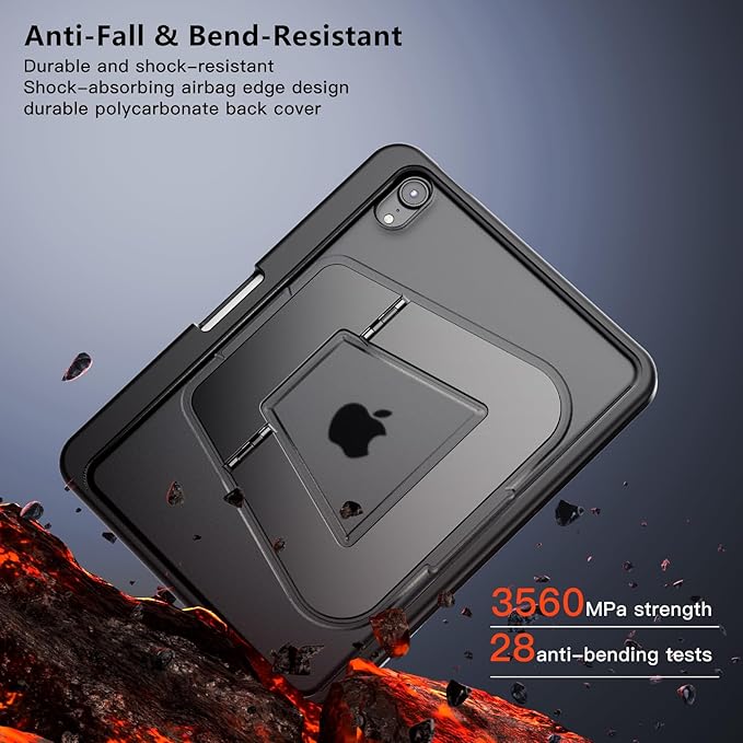 Case for iPad mini 7 A17 Pro Case, iPad mini 6 Case with Pencil Holder,Multi-Angle Ultra Stable Dual Stand,Slim Duty Shockproof Protective Case with Kickstand,Black