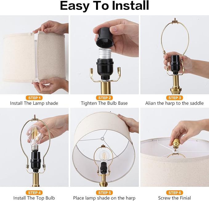 EOEYYOYB Lamp for Bedroom Set of 2 Lamps for Night Stand Modern Bedside Lamps Living Room End Table Lamps Gold