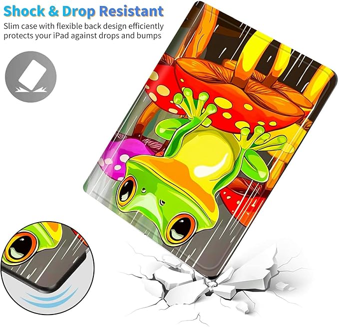 for All-New 6" Kindle 11th Generation 2024/2022 Release E-Reader Case, Slim Kickstand Stand Leather Smart Cover with Auto Wake/Sleep, Green Frog Mushroom