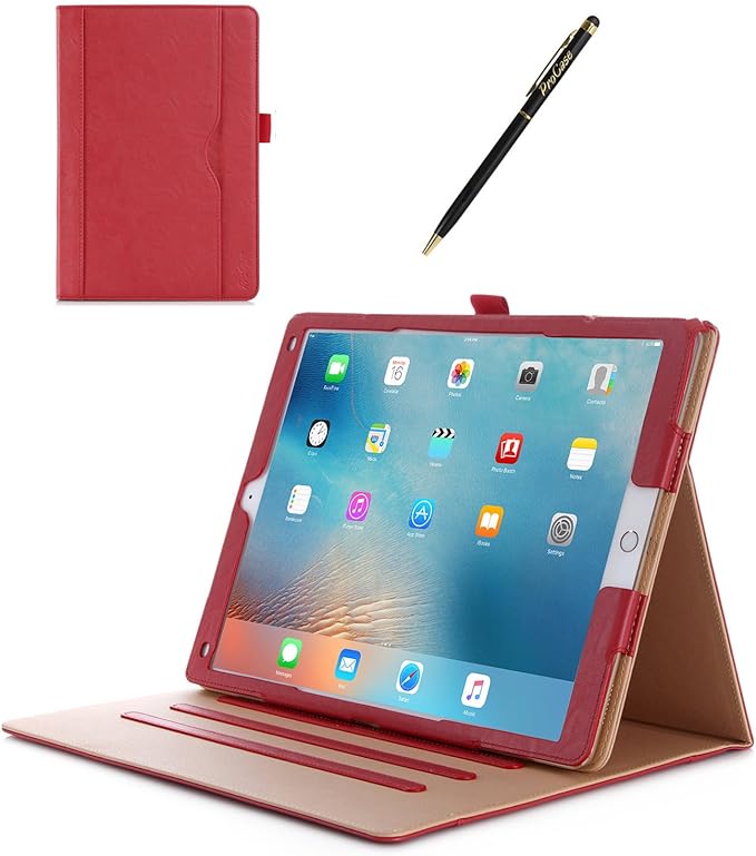 ProCase for iPad Pro 12.9 2017/2015 Case (1st & 2nd Generation), Stand Folio Case Cover for iPad Pro 12.9 Inch (Old Model 2017/2015), with Multiple Viewing Angles, Pencil Holder -Red