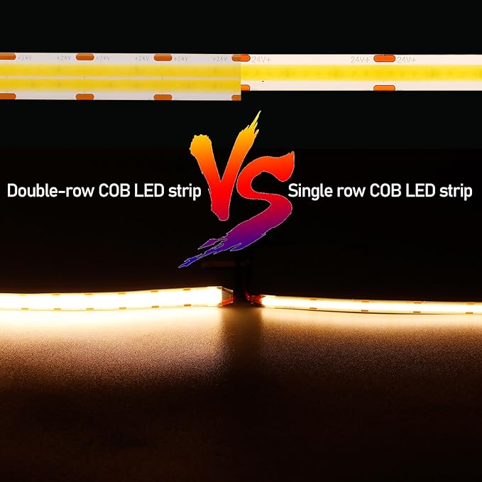 GOMING 32.8ft(10M) DC 24V Double Row COB LED Strip Light Warm White 3000K IP65 Waterproof 6000LEDs CRI 93+ 20000lm Uniform Glow Dotless Flexible LED Tape Lights for DIY Home Decor(No Power Supply)
