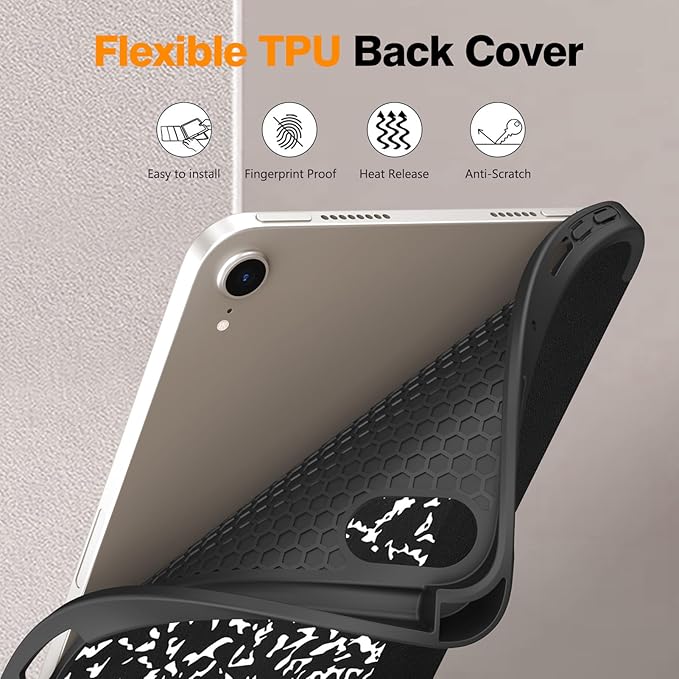 Fintie SlimShell Case for iPad Mini 7 (A17 Pro, 7th Generation) 2024 / iPad Mini 6 (6th Gen) 8.3 Inch - [Built-in Pencil Holder] Soft TPU Protective Stand Back Cover, Composition Book