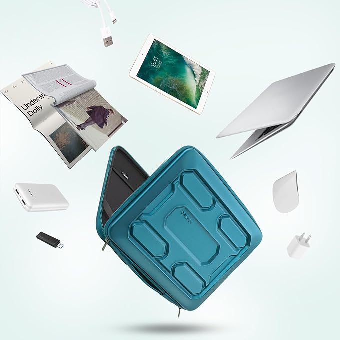 DOMISO 13.3 inch Laptop Sleeve with Handle Shockproof Computer Bag Waterproof EVA Protective Carrying Case for 13-13.3 inch Notebooks/13 MacBook Air/MacBook Pro Retina/Dell XPS 13/HP, Teal