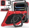 Case for iPad Pro 13 Inch M5 2025/ M4 2024, Ubearkk for iPad Pro 13 Inch case with Screen Protector, 360 Degree Rotating Stand Shoulder Strap Pencil Holder,Military Grade Shockproof, Red Black