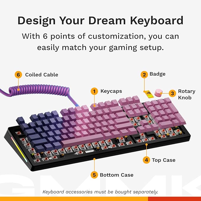 Glorious Gaming - GMMK 3 Barebones Custom Gaming Keyboard Kit with Knob, 100% Mechanical Keyboard Full Size, Modular Gasket System, Hotswappable MX, Sound Dampening Foam, Aluminum Switch Plate (Black)
