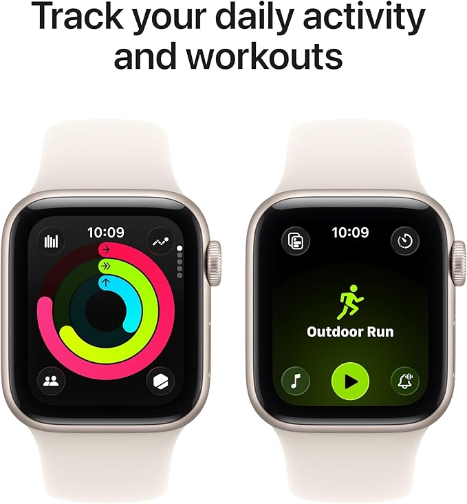 Apple Watch SE 3 [GPS 40mm] Smartwatch with Starlight Aluminium Case with Starlight Sport Band - S/M. Fitness and Sleep Trackers, Heart Rate Monitor with AppleCare+ (2 Years)