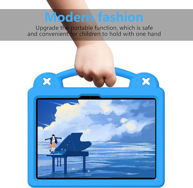 AKABEILA Compatible with Xiaomi Pad 7/Xiaomi Pad 7 Pro 11.2 inch 2024/Xiaomi Pad 8 2025 11.2 inch Tablet Case, Kids Friendly Universal Protective Case with Shoulder Strap & Stand Handle Sky Blue