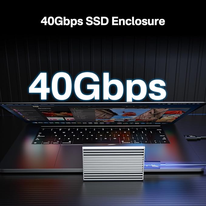 ANYOYO NVMe M.2 SSD Enclosure, 40Gbps NVMe Enclosure Up to 8TB SSD, Tool-Free Aluminum Case with Triple Fins Heat Dissipation, Compatible with Thunderbolt 3/4 & USB4/3.2/3.1/3.0/2.0 M1 M2 Pro/Max