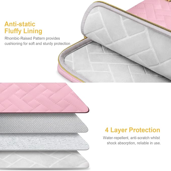 Lacdo 13 Inch Laptop Sleeve Case for 13 inch MacBook Air M5 A3449 (2026), M4 A3240 2025, M3 A3113, M2 A2681, M1 A2337 A2179 A1932 | 13 inch MacBook Neo A18 Pro A3404 (2026) Computer Bag, Sakura Pink