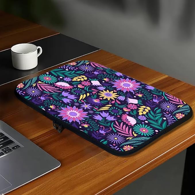 Mandala Flower Laptop Protective Sleeve for Women 10 inch Lap Top Case Portable Computer Sleeve Laptop Protector Zippered Pouches Gifts for Girls Boys Purple