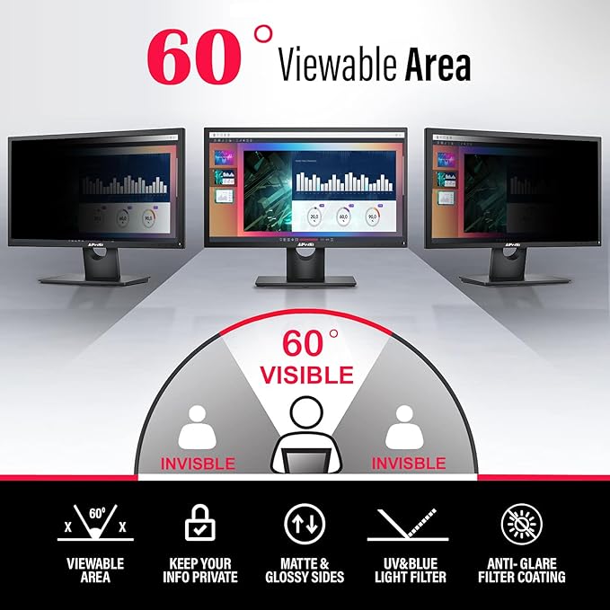 30 Inch Privacy Screen Filter for 21:9 Curved Ultrawide Gaming Monitor | Privacy Shield | Anti Glare | Anti-Blue Light | Eye Protection | Anti Spy | Computer Security Private Filter Protector