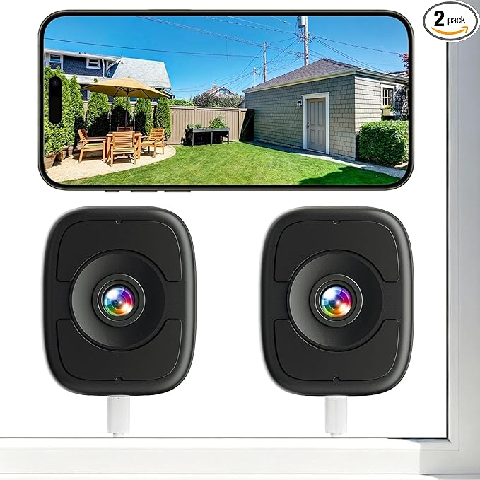 LongPlus 8MP 4K Window Camera, 5GHz & 2.4GHz WiFi Camera for Home Security with Color Night Vision, 24/7 Recording, Person/Motion Detection, Easy Install 2Pack