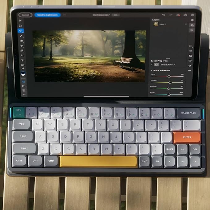 nuphy Air60 V2 Portable Wireless Keyboard 60% Low Profile Mechanical Keyboard Support QMK/VIA Compatible with Windows/mac OS/Linux Supports Bluetooth 5.1/2.4GHz/Wired (USB-C) Grey-Gateron Red Switch