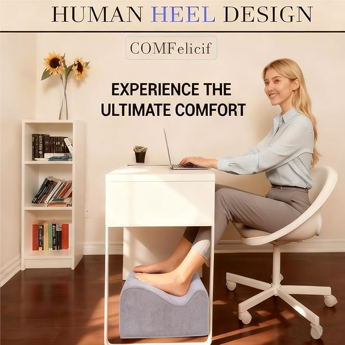 Foot Rest for Under Desk at Work,At Work Soft Ergonomic Footrest,Support Foot Pillow,Heel Chair,Leg Elevation Pillow (Light Grey)