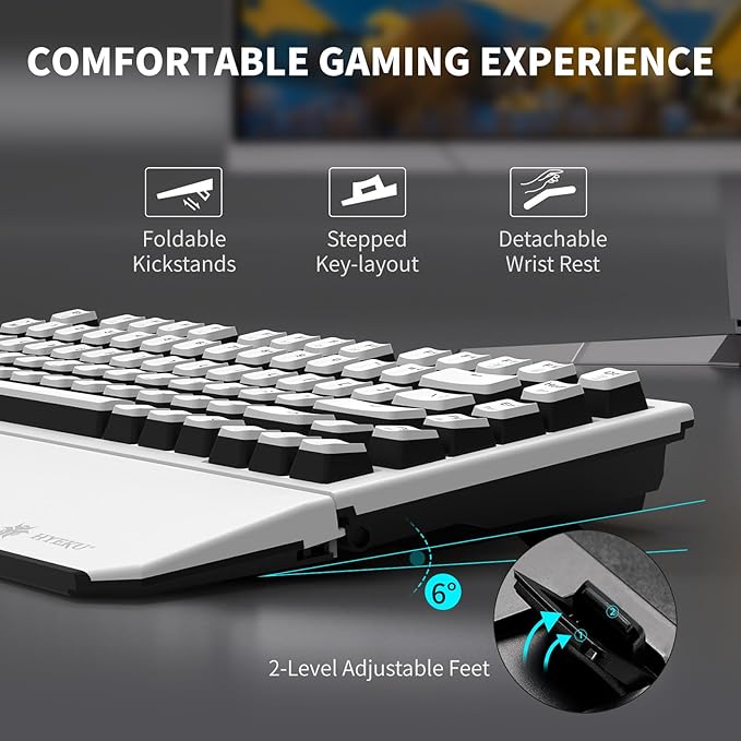 Hexgears X2 TKL Wireless Mechanical Gaming Keyboard with Magnetic Wrist Rest, Dual-Mode 2.4GHz/USB-C Ergonomic Keyboard, Pre-lubed Tactile Switches, White LED Backlit Computer Gaming Keyboards