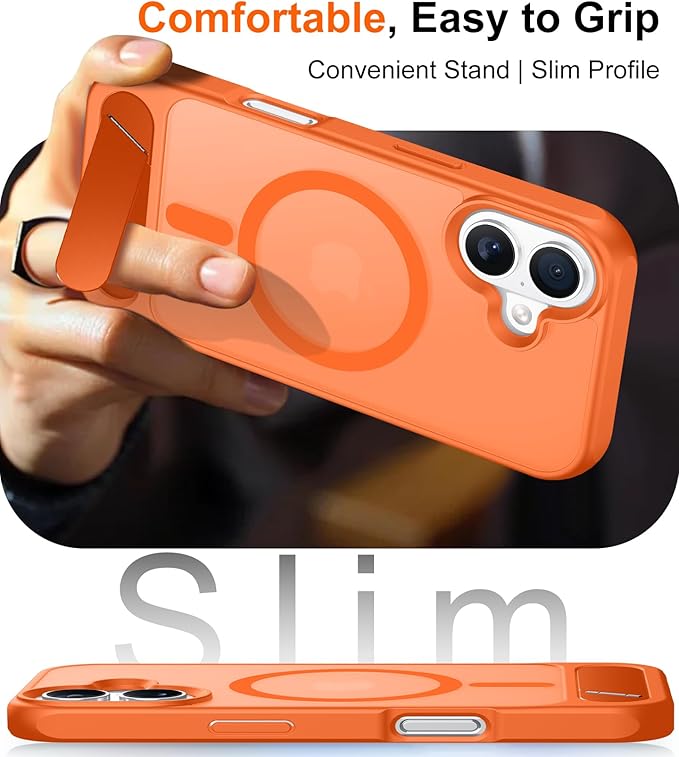 Magnetic Compatible with iPhone 16 Plus Case, [Built-in Invisible Kickstand][Compatible with MagSafe][Military Grade Shockproof] Slim Translucent Matte Phone Case for iPhone 16 Plus 6.7"