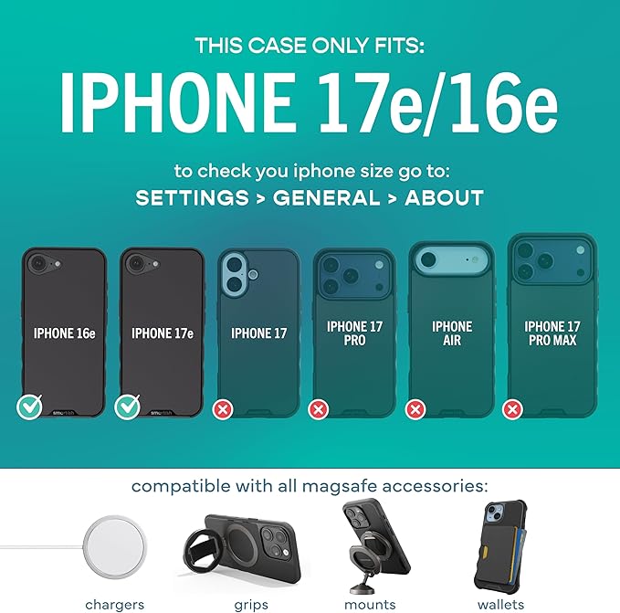Smartish® iPhone 17e/16e MagSafe Case - Gripmunk Magnetic Slim Case [Lightweight + Protective] Drop Tested Thin Grip Cover with Microfiber Lining for Apple iPhone 17e/16e - Striped Up
