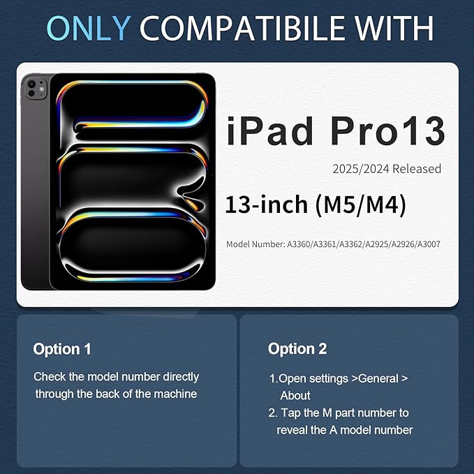 WESOROL Case for iPad Pro 13 Inch M5 2025 / M4 2024 (7th Gen) with Screen Protector/360° Rotating Stand/Pencil Holder/Shoulder Strap,Military Grade Shockproof iPad Case 13 Inch iPad Pro M5/M4,Black