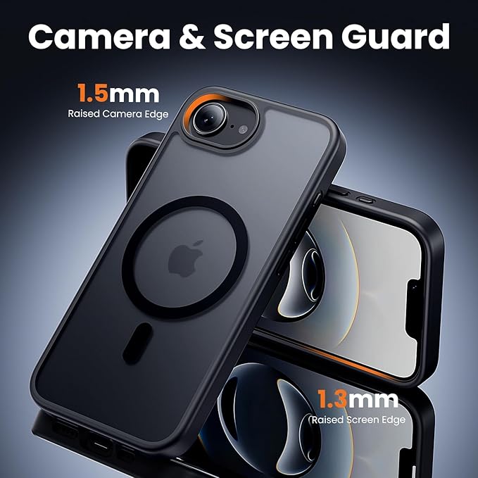 toushion 3 in 1 for iPhone 16E Case/iPhone 17E Case, Screen Protector*2,Matte Skin Feeling Back Cover Military-Grade Protection for iPhone 16e & 17e Case 6.1 inch Matte Black