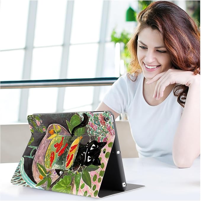Vimorco iPad 9th Generation Case, iPad 7th/8th Generation Case for iPad 10.2 Cover, Auto Sleep/Wake, iPadcase 9th Generation Cover Multi-Angle View, Goldfish Black Cat