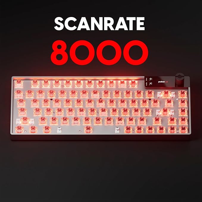 Pulsar Gaming Gears eS HE 70 Mechanical Gaming Keyboard, 8K Scan Rate & 8K Polling for Ultra-Low Latency, Hot Swappable, PBT Double-Shot Keycaps, RGB Backlit, Volume Knob, 70%, 79keys (Black)