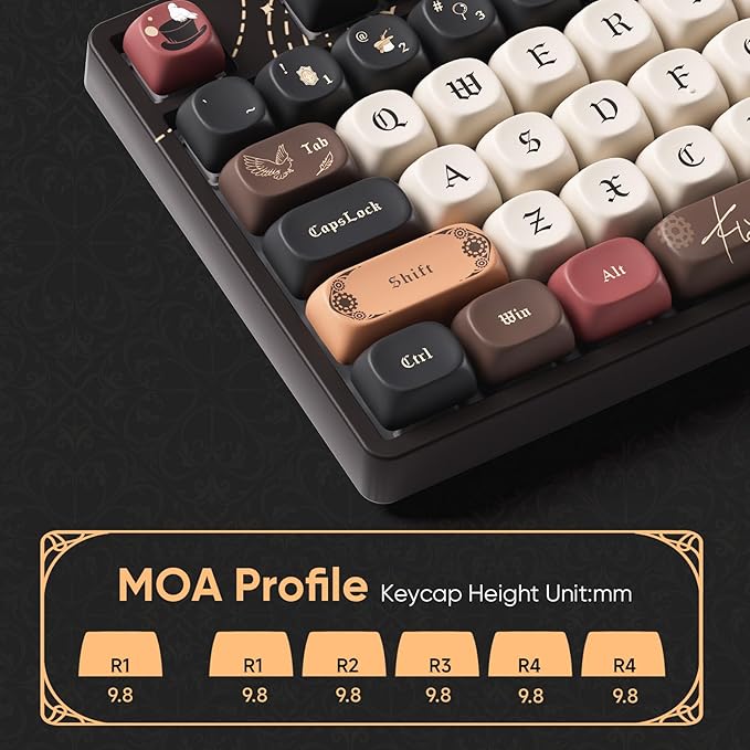 Akko Wireless Gaming Keyboard The Lord of Mysteries 5108B Plus Hot-Swappable Tri-Mode Mechanical Keyboard RGB Backlight, Piano Pre Lubed Switch