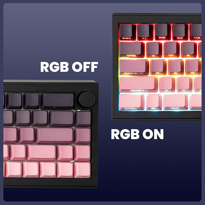 ZORNHER ST68 Wireless Ergonomic Split Mechanical Keyboard,65% Pink & Purple Custom Creamy TKL Keyboard with Knob,Lighted Up PBT Keycaps,Pre-lubed Clicky Switches,Hot-Swappable,RGB Backlit