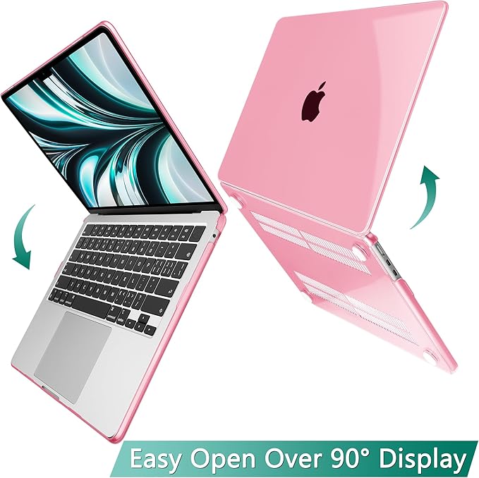 May Chen Case for MacBook Air 13/13.6-inch (M5/M4/M3/M2, 2022-2026 Models A3449 A3240 A3113 A2681), Lightweight | Closes Seamlessly | Ideal for Work Hard Shell Case, Crystal Pink