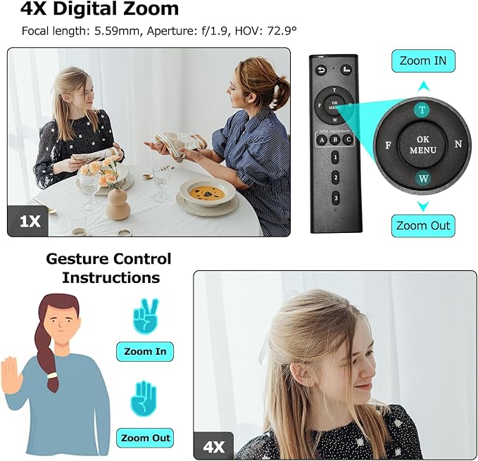VM50 4K Webcam for PC 1/1.56" Sensor Ultra Low Light&Correction,4K30&1080P60,AI Framing Autofocus,Beauty Mode,Gesture Control 4X Zoom,WDR,No Mic for Streaming,Meeting,Gaming,OBS DSLR style control PnP