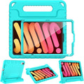 AVAWO Kids Case for iPad mini 7 (A17 Pro) 2024 8.3 inch, Mini 6 2021 with Built-in Screen Protector, Shockproof Lightweight Handle Stand Cover for Model (A2995/A2996, A2567/A2568/A2569), Turquoise