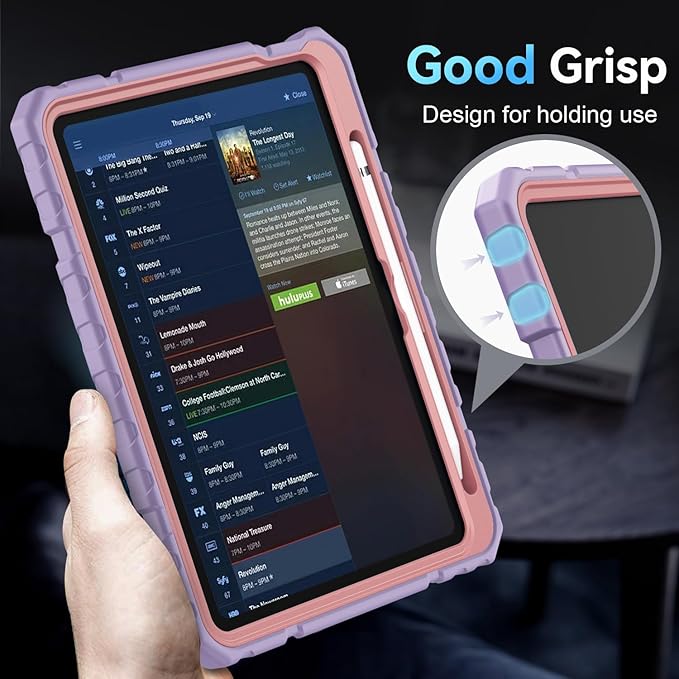 Grifobes for iPad A16 Case 11th Generation 11 inch 2025 / iPad 10th Generation Case 10.9 inch 2022, Heavy Duty Military Grade Shockproof Cover with Pencil Holder for i Pad 11/10 Gen (Purple)