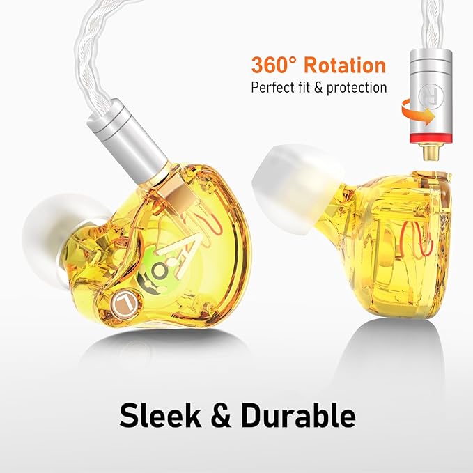 Vibes 202 Wired Earbuds - HiFi in Ear Monitor Headphones – Professional Noise Isolating Ear Buds - Clear Sound, Deep Bass & Comfort-Fit IEM Earphones - MMCX to 3.5mm, Silver Plated Cord, Carrying Case