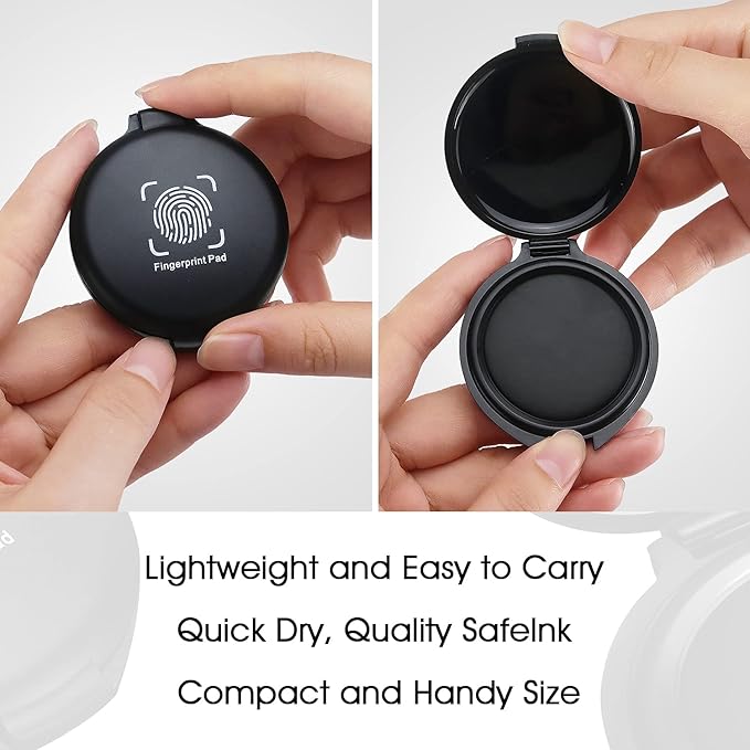 2 Pack Thumbprint Fingerprint Ink Pad for Notary Supplies Identification Security ID Fingerprint Cards Law Enforcement Fingerprint Black Stamp Ink pad