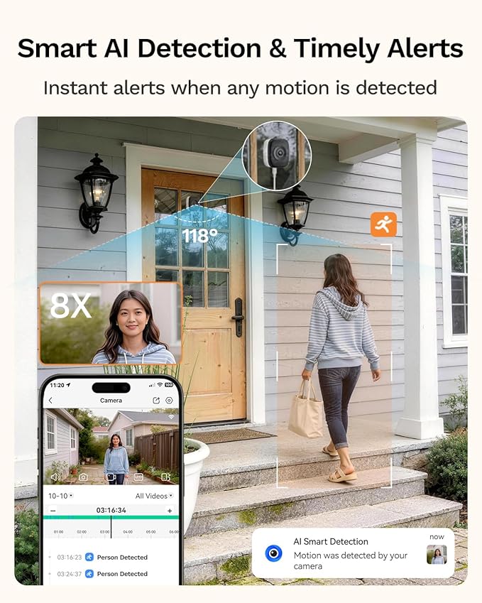 LongPlus 5MP 3K Magnetic Window Camera with Night Vision, 2.4&5GHz WiFi Safeview Window Security Camera, Indoor Window Camera for Home Security, 24/7 Recording, Human/Car Detection,Two-Way Audio
