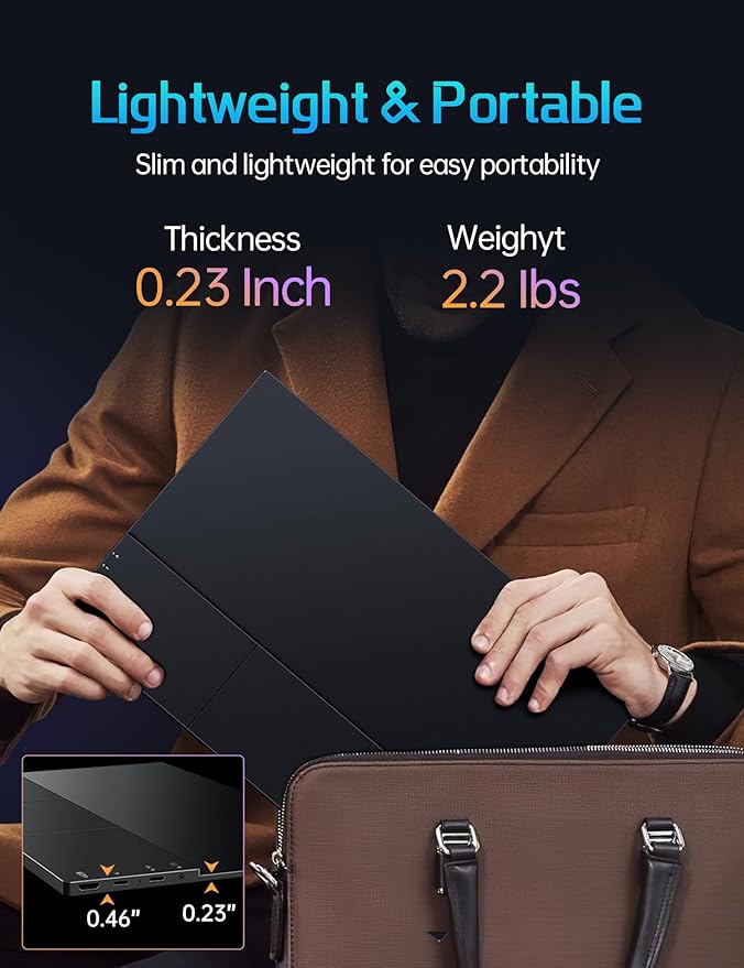 CAPERAVE 17.3" Portable Monitor 4K, 500 Nits 3840 * 2160p 100% Adobe RGB Travel Monitor with Bulit-in Kickstand & Speakers, Portable Computer Monitor, External Monitors for Laptop PC Xbox Switch PS4/5