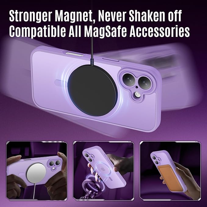Symcele Designed for iPhone 17 Case, Compatible with MagSafe, [Camera Protection] [15FT Military Droptection] Shockproof Translucent Matte Anti-Slip Phone Case, 6.3", Light Purple