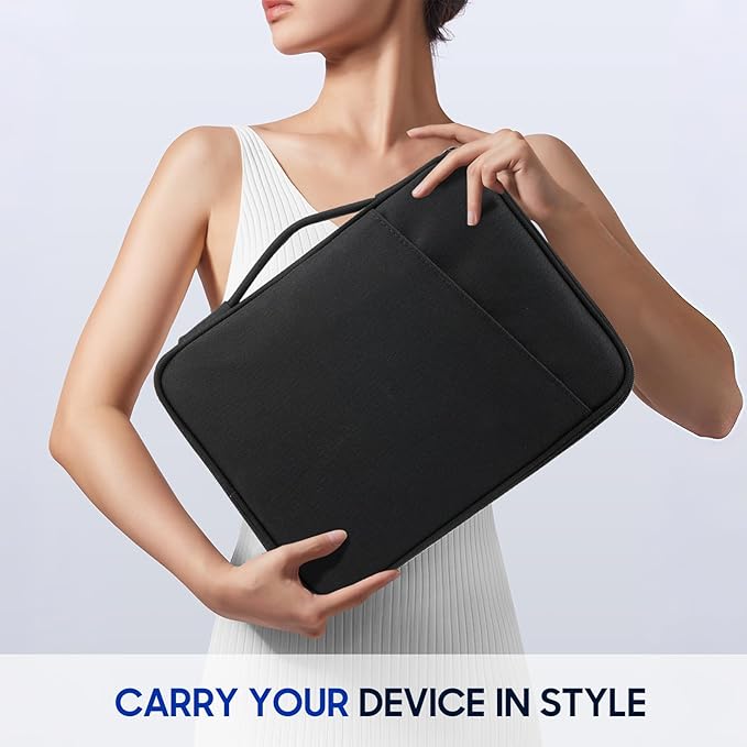 TiMOVO 13 Inch Tablet Sleeve for iPad Air 13" M3 2025, iPad Pro 13"/12.9", Galaxy Tab S9/S10 Plus/S9 FE+ 12.4", Remarkable Paper Pro 11.8", Protective Bag with Pockets, Black