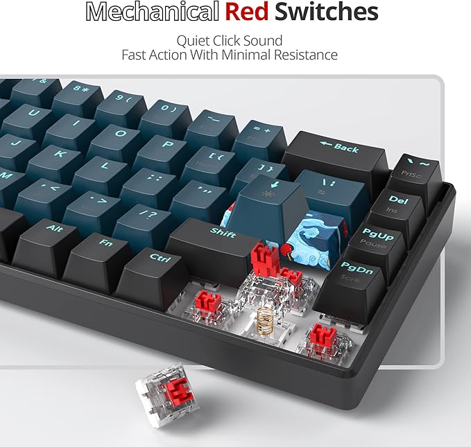 65 Percent Mechanical Gaming Keyboard 68 Keys RGB Gaming Keyboard with Red Switch Wired Keyboard for Windows PS4/5 Xbox Gamers(68 Monster)