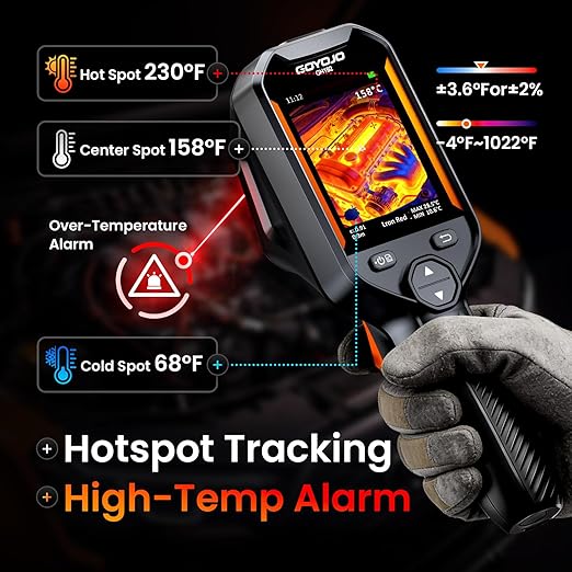 GH192 Thermal Imaging Camera 240X240 Super IR Resolution with 2MP Visual Camera and Fusion Imaging, 25Hz Handheld Thermal Imager with Alarm for Mechanical Maintenance Home HVAC Electrical Inspection