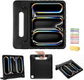 Kids Case for iPad Air 13-inch M3/M2 & iPad Pro 13 inch Case M5/M4 (2025/2024) with Pencil Holder/Kickstand Lightweight Convertible Handle Stand EVA Shockproof Rugged Protective Cover, Black
