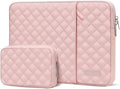 MOSISO 12.9 inch Tablet Sleeve Case for iPad Pro 13 M4 & iPad Air 13 M3 M2, iPad Pro 12.9 M2 M1 6/5th with Magic Keyboard&Smart Keyboard Folio, Square Quilted Vertical Bag with Small Case, Chalk Pink