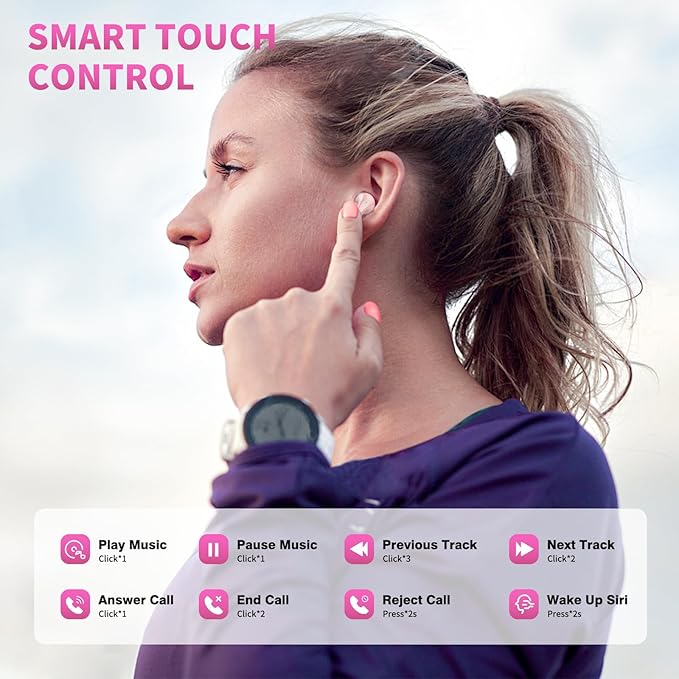 True Wireless Earbuds for iPhone 17 Pro Max 16 15 14 13 12 11 XS/iPad Pro Air Bluetooth 5.3 Headphones with HD Mic Noise Isolation HiFi Stereo Earphone for Samsung Galaxy S26 S25 S24 FE S23 S22 Ultra